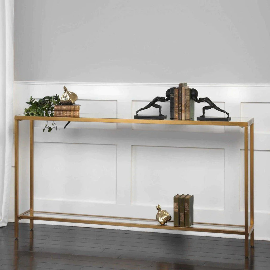 Beveled Mirrored Top Gold Leafed Console Table - Sideboards & Consoles - The Well Appointed House