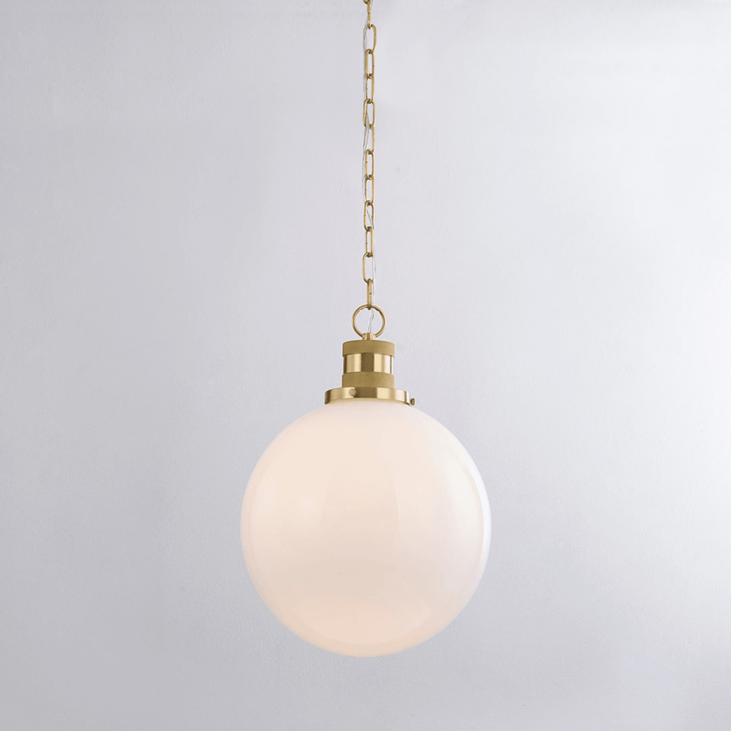 Beverly Aged Brass Glass Dome Pendant Light - Available in Two Sizes ...