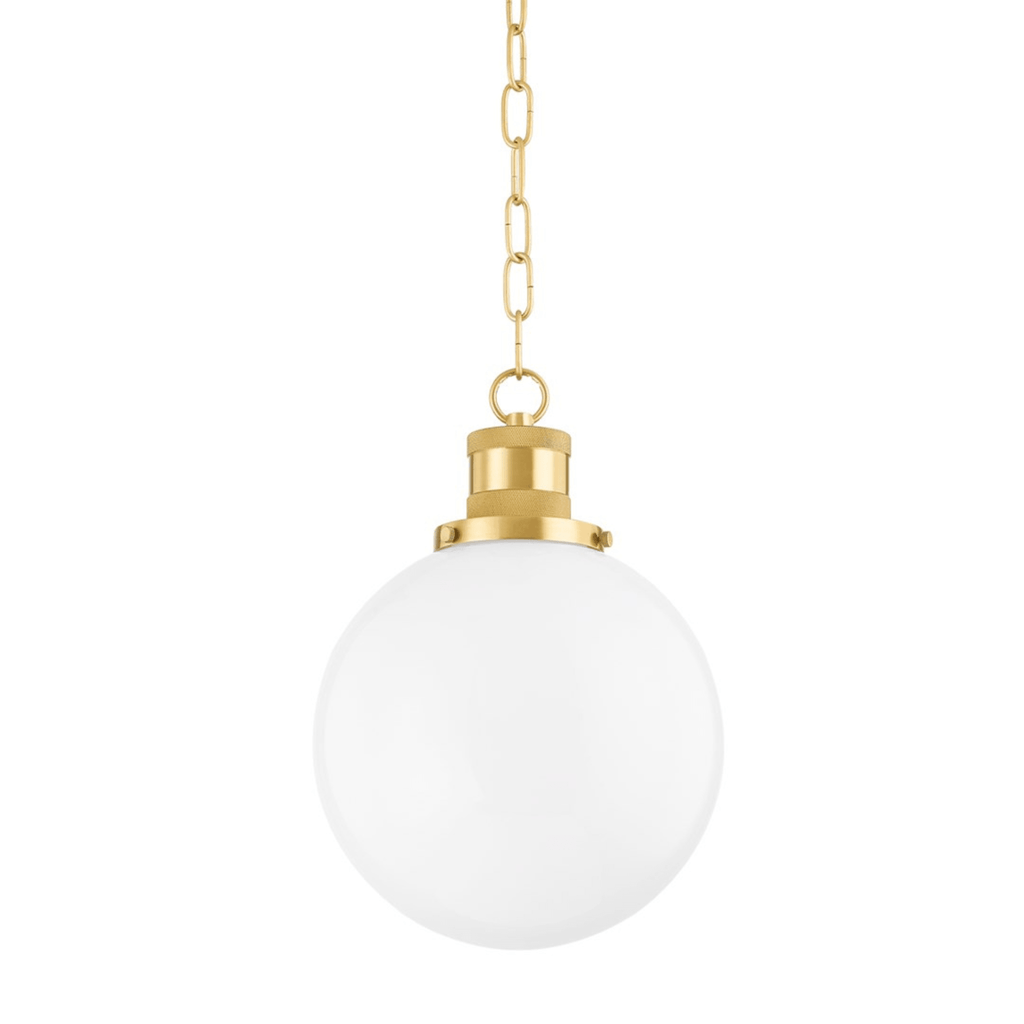 Beverly Aged Brass Glass Dome Pendant Light - Available in Two Sizes - Chandeliers & Pendants - The Well Appointed House