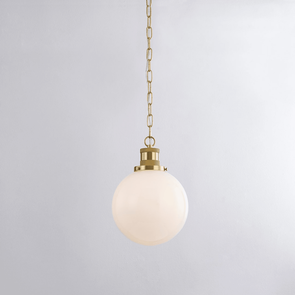 Beverly Aged Brass Glass Dome Pendant Light - Available in Two Sizes - Chandeliers & Pendants - The Well Appointed House