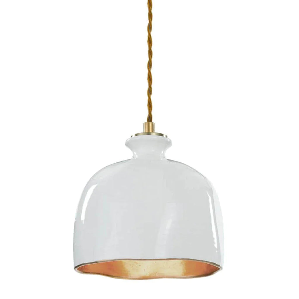 Bianca Ceramic Pendant (Gloss White and Gold) - Chandeliers & Pendants - The Well Appointed House