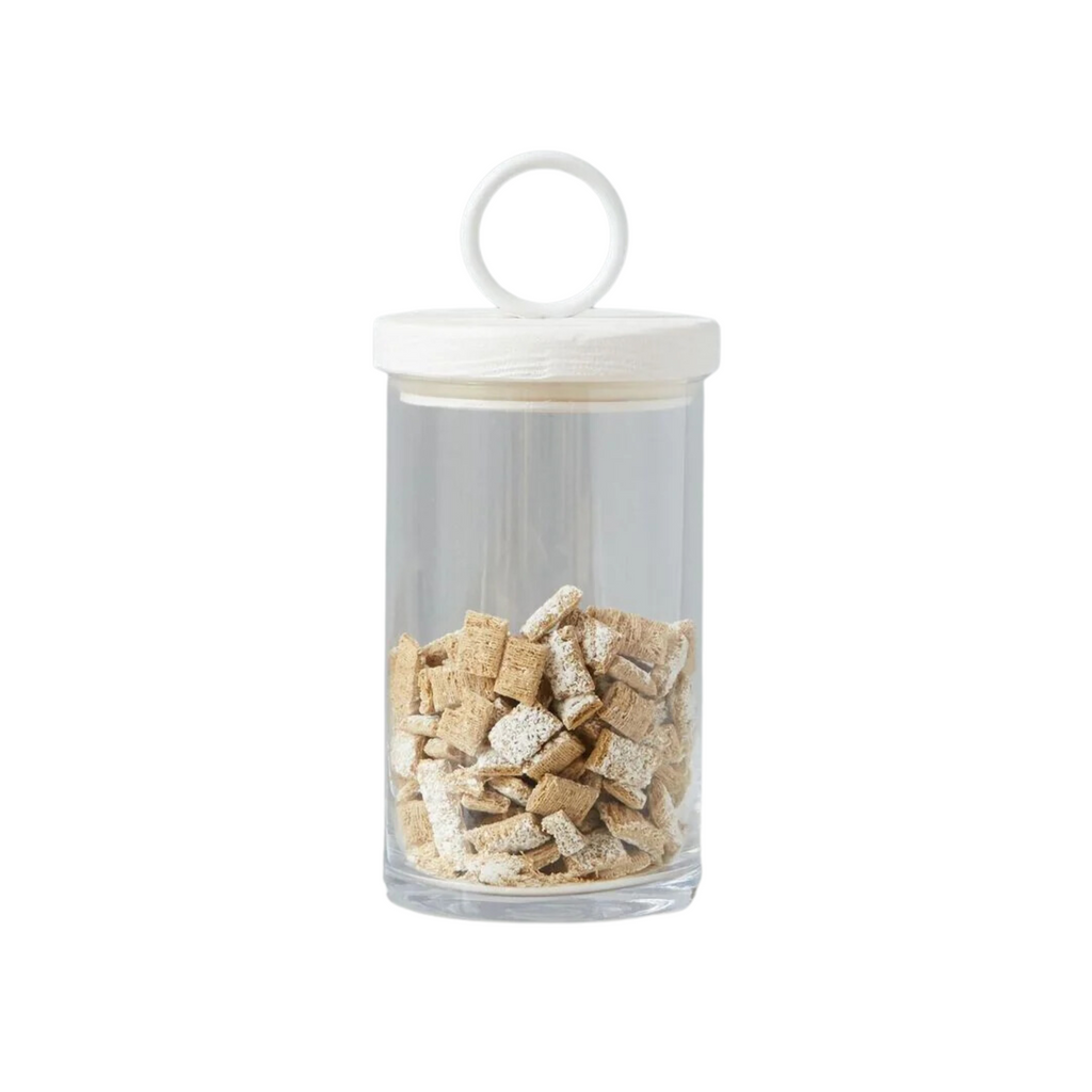 Glass Canisters With White Forged Iron & Wood Lids - The Well Appointed House