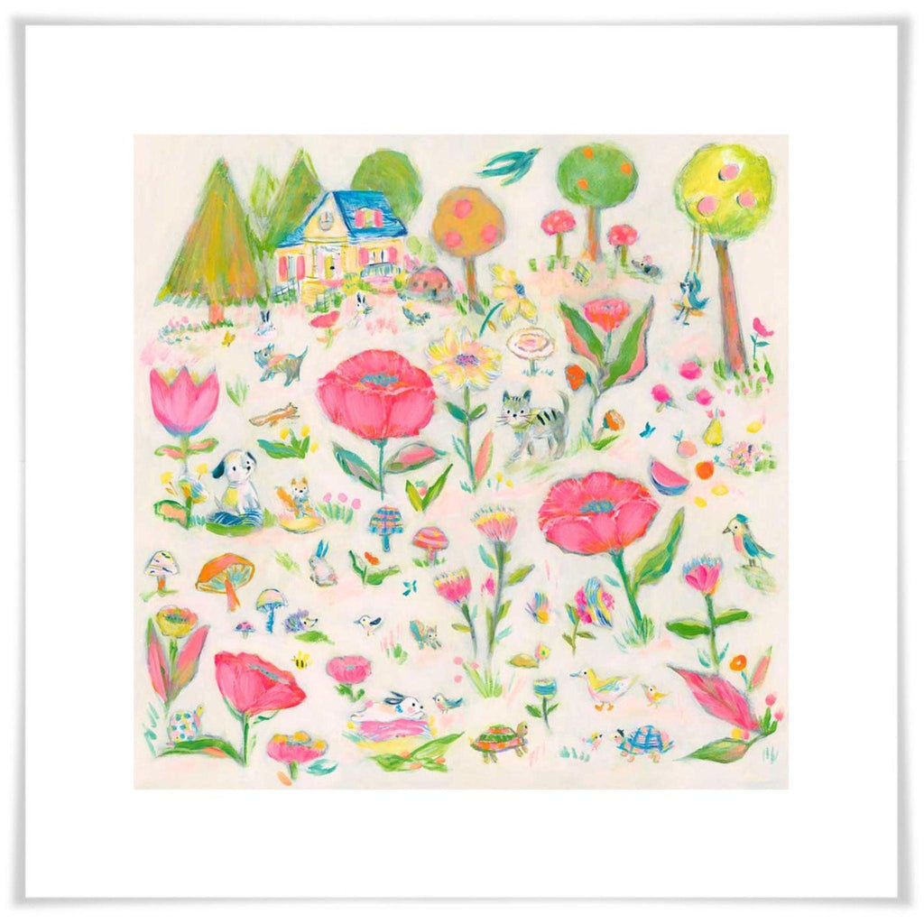 Big Flowers Little Animals Paper Art Print - Little Loves Art - The Well Appointed House