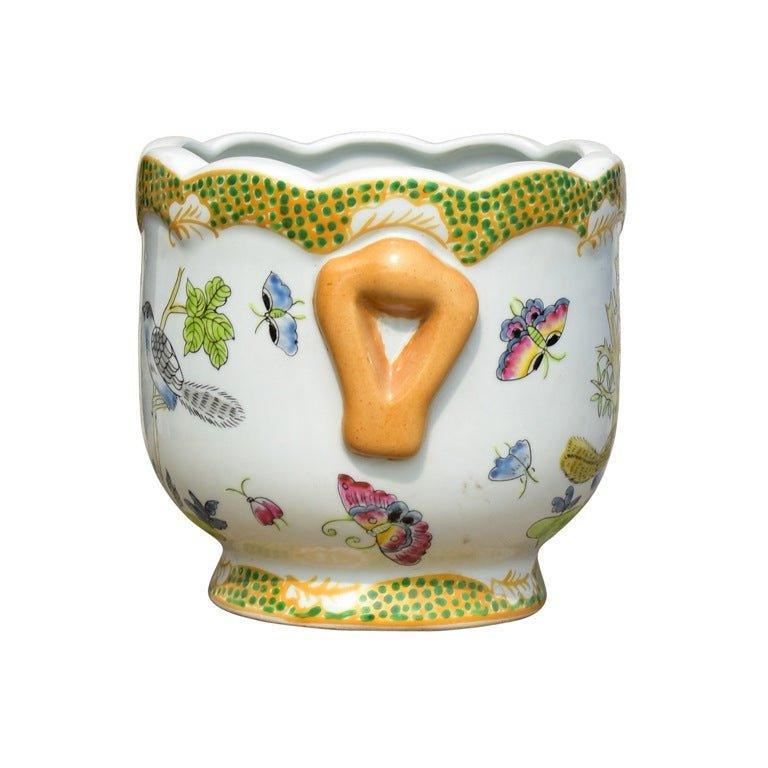 Bird and Flower Porcelain Cachepot - Indoor Cachepots - The Well Appointed House