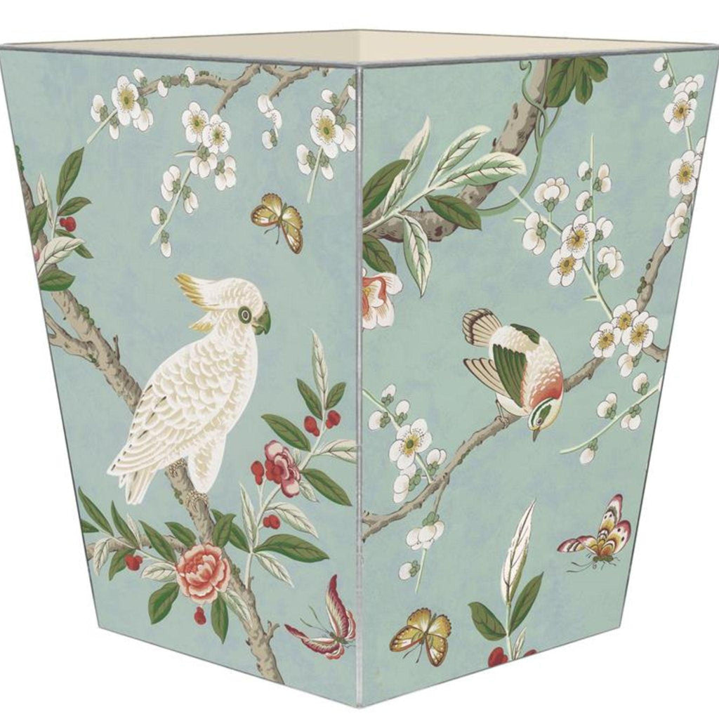 Birds & Bloom Wastepaper Basket and Optional Tissue Box Cover - Wastebasket - The Well Appointed House