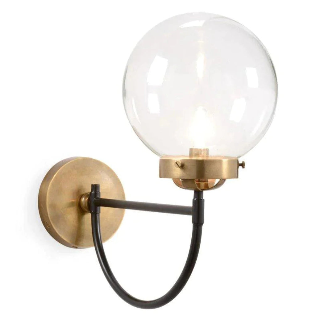 Black & Brass Glass Orb Wall Sconce - Sconces - The Well Appointed House