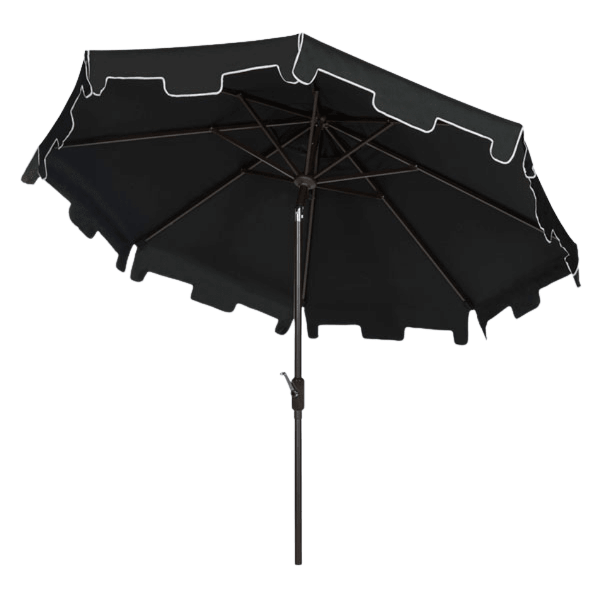 9 foot black patio umbrella Safavieh UV Resistant Zimmerman 9 ft Crank Black/ White Market Umbrella