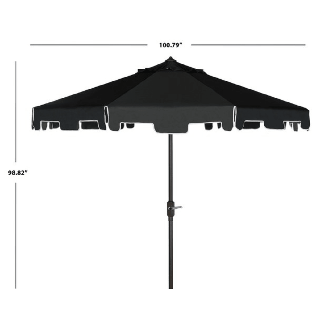 Black and White 9 Foot Market Crank Outdoor Patio Umbrella - Outdoor Umbrellas - The Well Appointed House