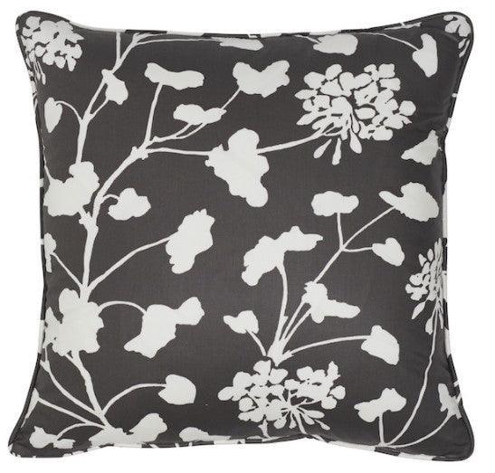 Black & White Floral 18" Cotton Chintz Throw Pillow - Pillows - The Well Appointed House