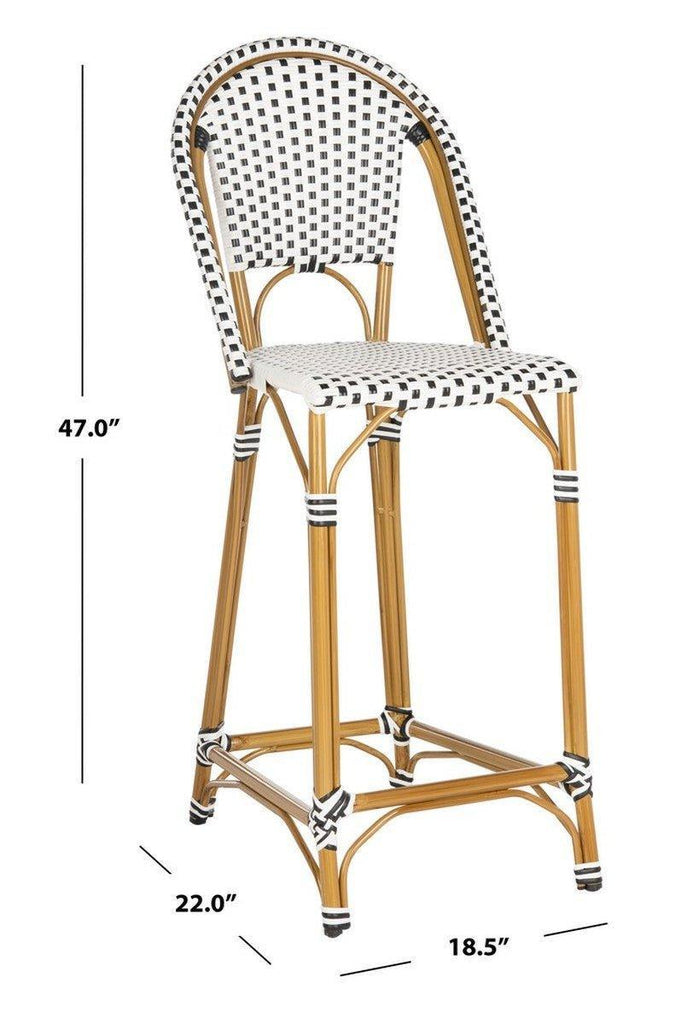Black and White Riviera Outdoor Patio Bistro Bar Stool - Outdoor Bar & Counter Stools - The Well Appointed House