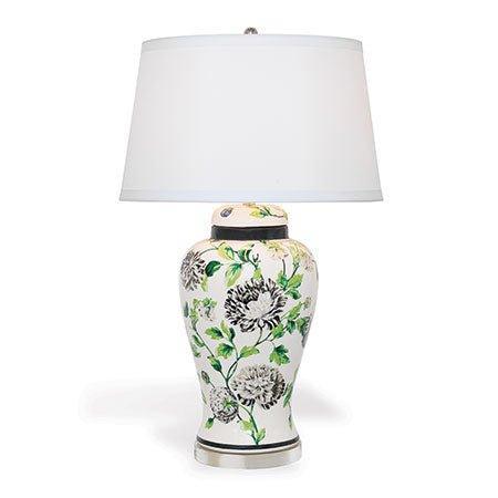 Black & White Vining Floral Design Porcelain Table Lamp - Table Lamps - The Well Appointed House
