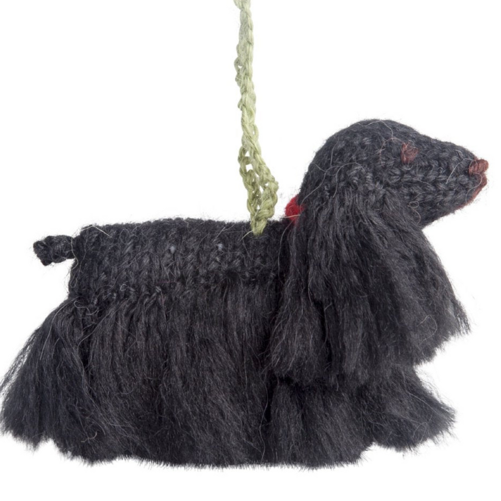 Black Cocker Spaniel Dog Hand Knit Christmas Ornament  - The Well Appointed House 