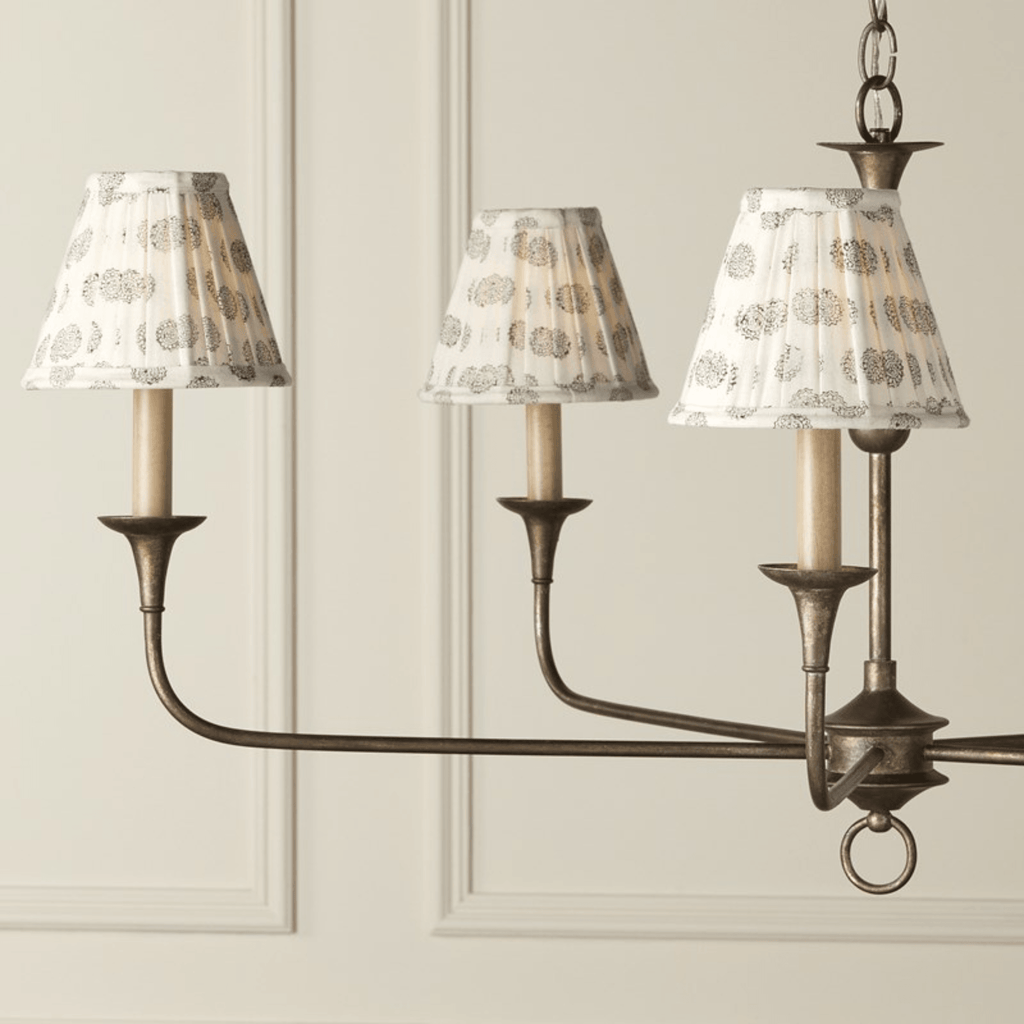 Block Print Black Medallion Pleated Chandelier Shade - Lamp Shades - The Well Appointed House