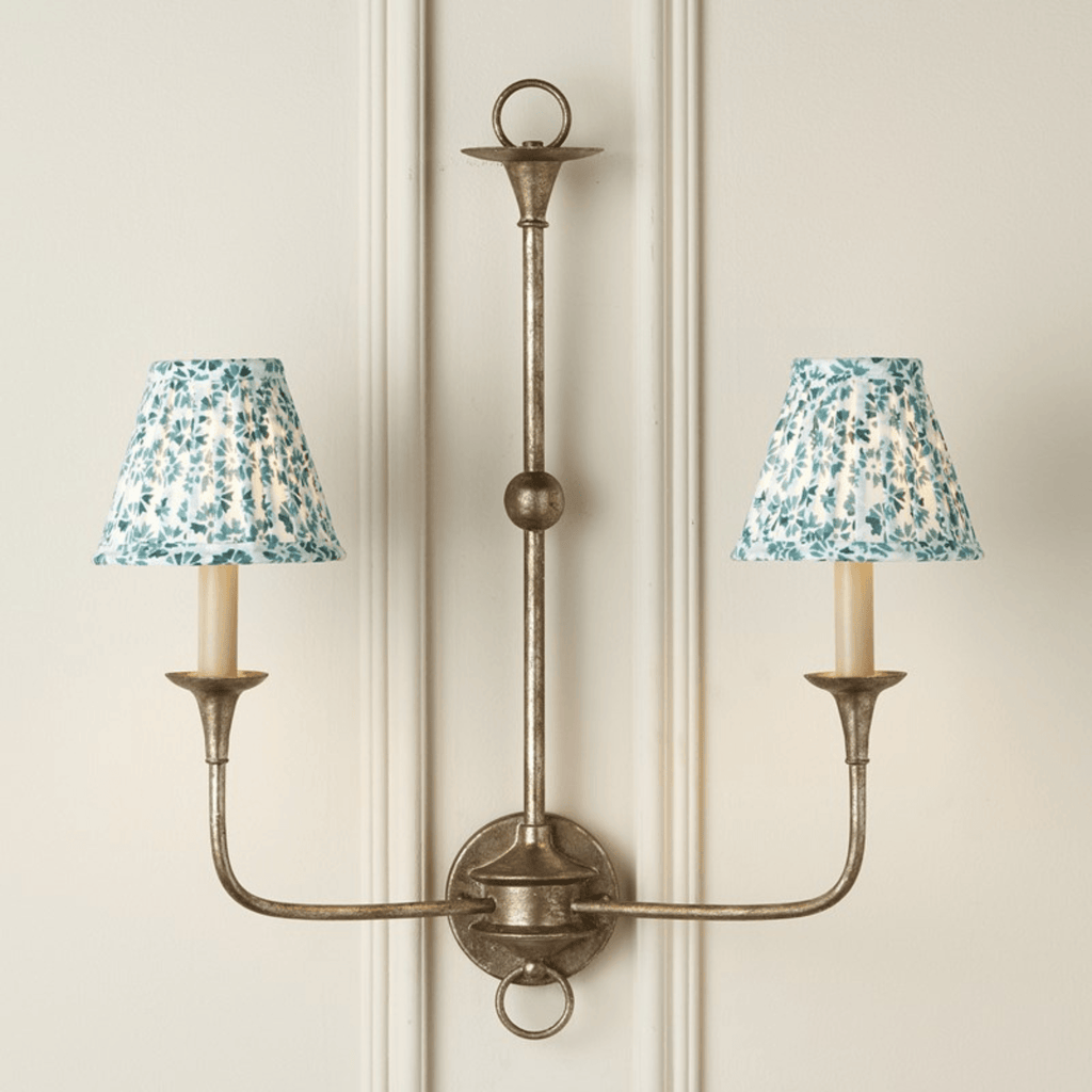Block Print Green Pleated Chandelier Shade - Lamp Shades - The Well Appointed House