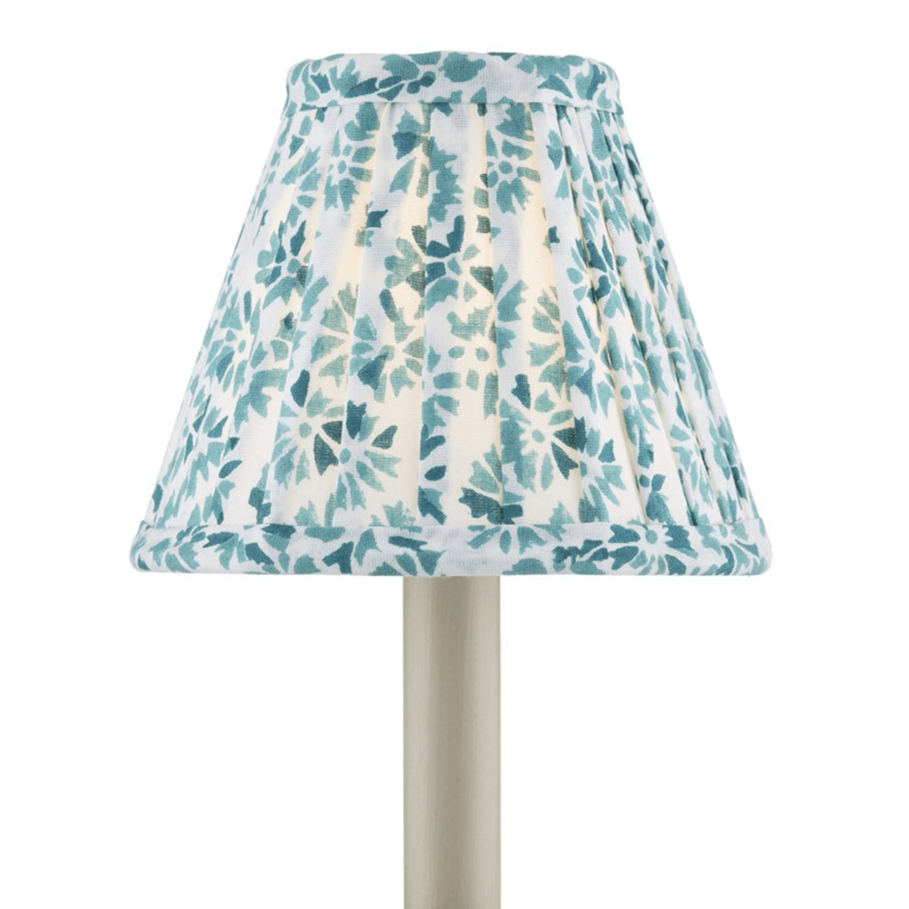 Block Print Green Pleated Chandelier Shade - Lamp Shades - The Well Appointed House