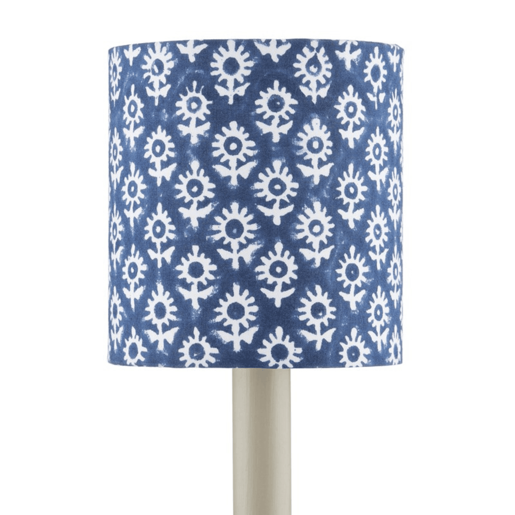 Block Print Navy Drum Chandelier Shade - Lamp Shades - The Well Appointed House