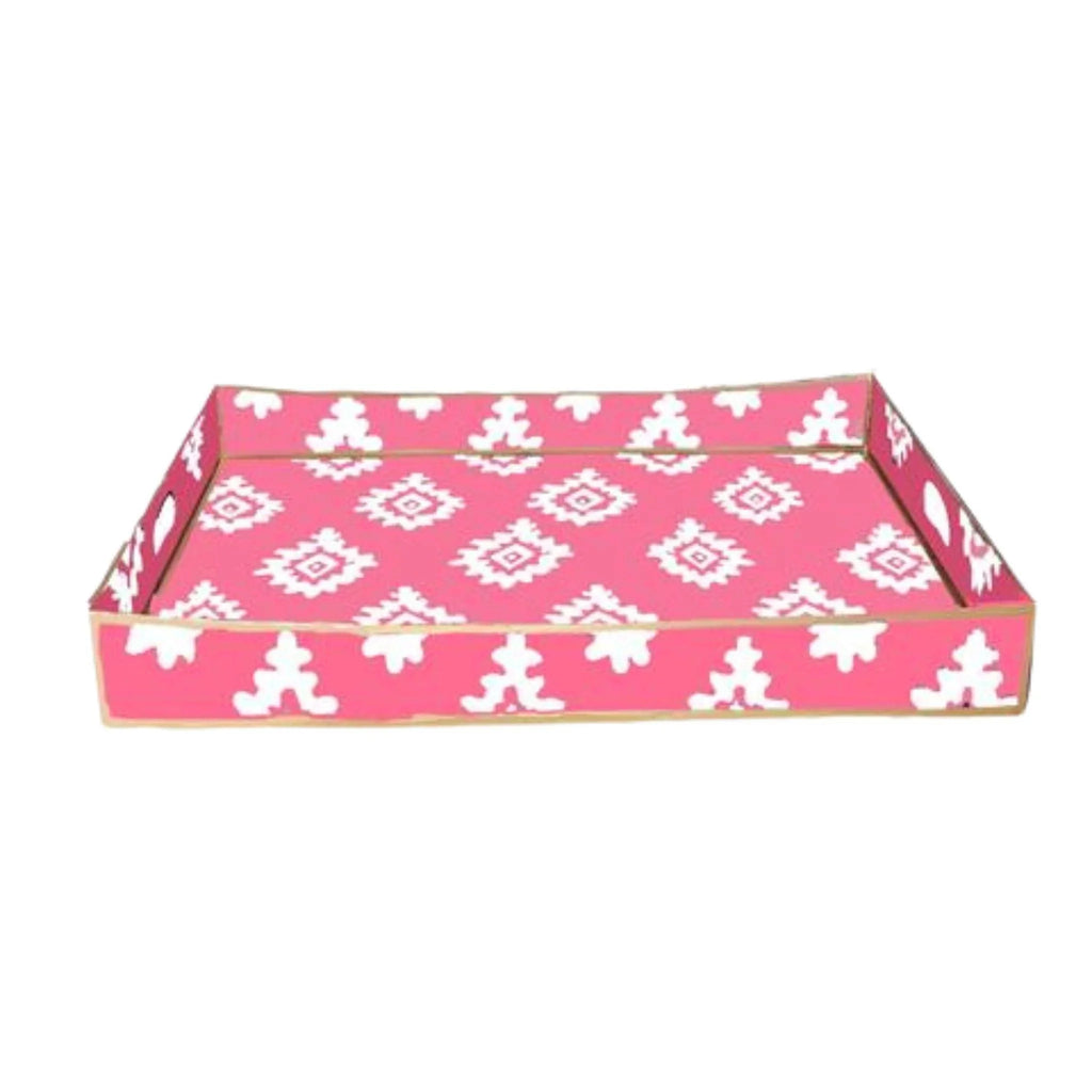 Block Print Serving Tray in Pink - Decorative Trays - The Well Appointed House
