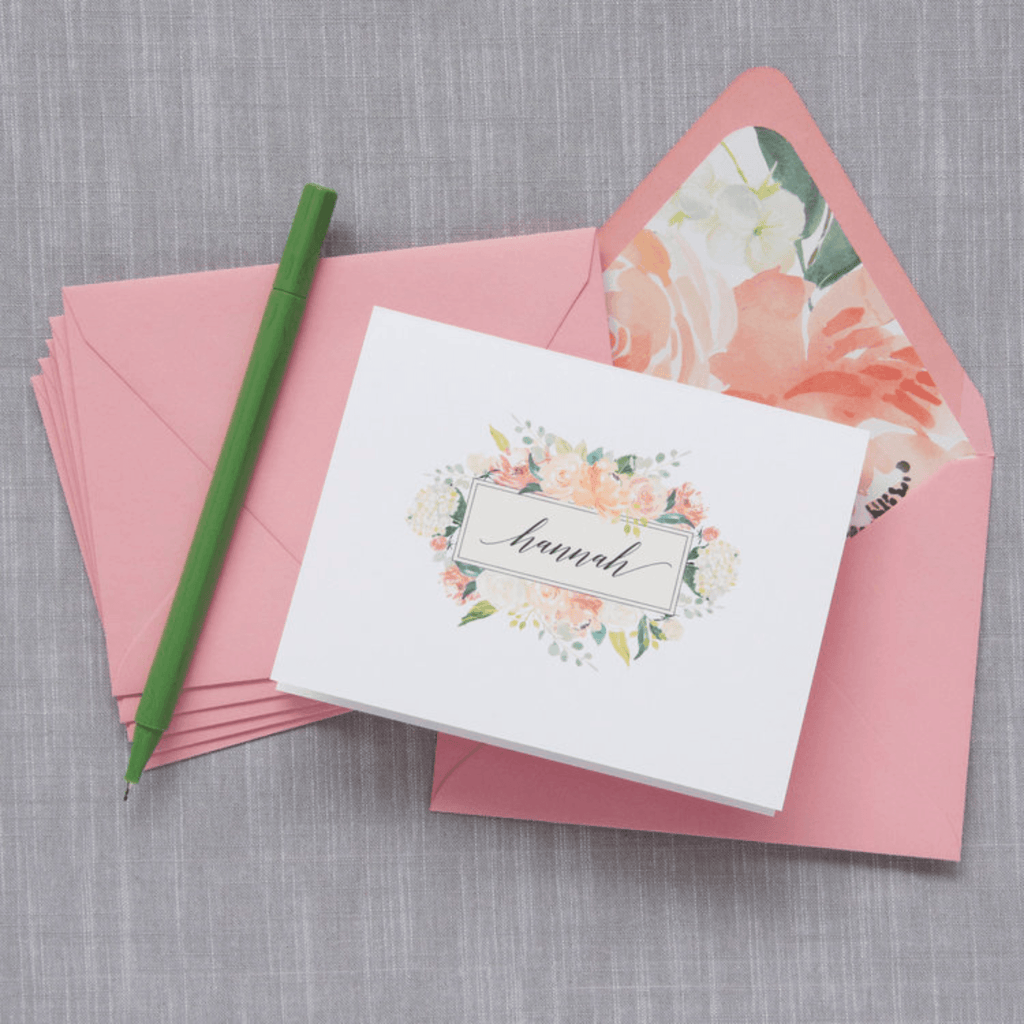 Blossom Bouquet Personalized Folded Notes - D42 - CR16 - Stationery - The Well Appointed House