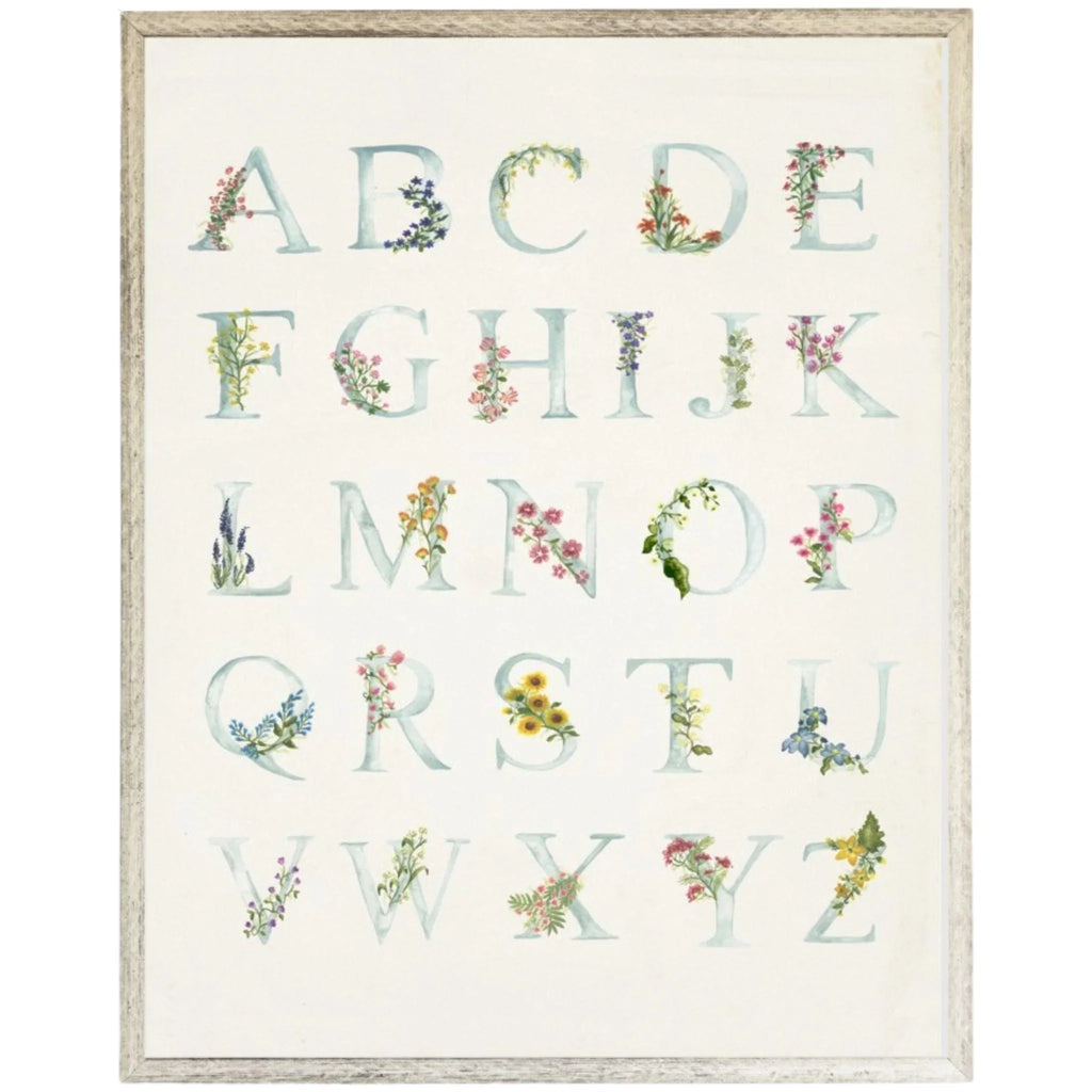 Blue ABCs with Floral Accents Children’s Framed Wall Art – The Well ...