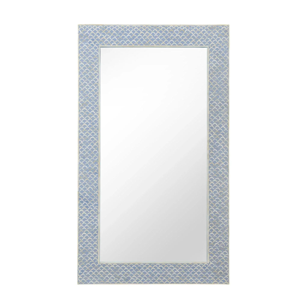 Blue and Cream Bone Inlay Rectangular Mirror - Wall Mirrors - The Well Appointed House