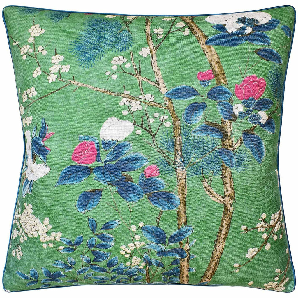Blue and Green Katsura Square Throw Pillow - Pillows - The Well Appointed House