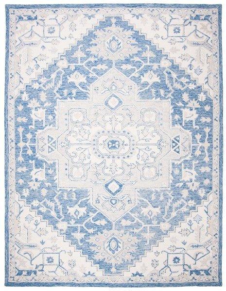 Blue & Ivory Traditional Hand Woven Wool Area Rug - Rugs - The Well Appointed House