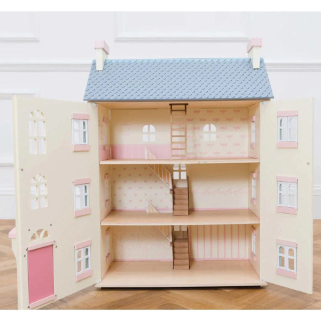 Blue & White Cherry Tree Wooden Dollhouse - Little Loves Dollhouses - The Well Appointed House