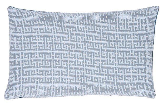 Blue & White Chinois Fretwork Motif Throw Pillow - Pillows - The Well Appointed House