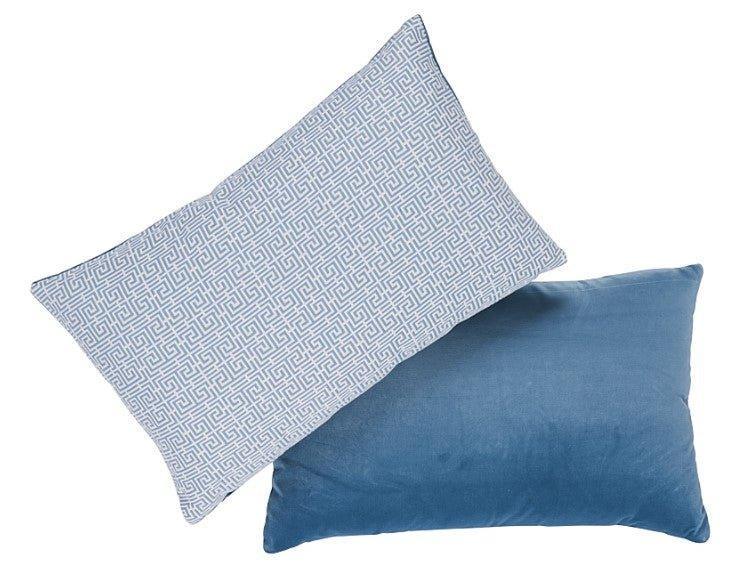 Blue & White Chinois Fretwork Motif Throw Pillow - Pillows - The Well Appointed House
