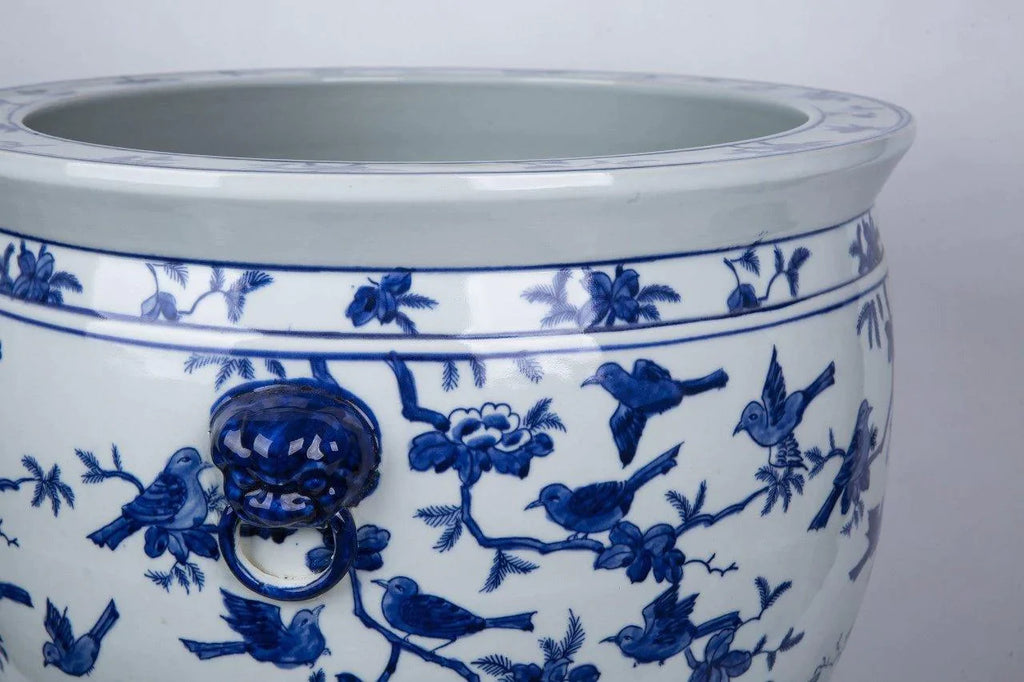 Blue and White Flock of Birds Porcelain Planter - Pots & Planters - The Well Appointed House