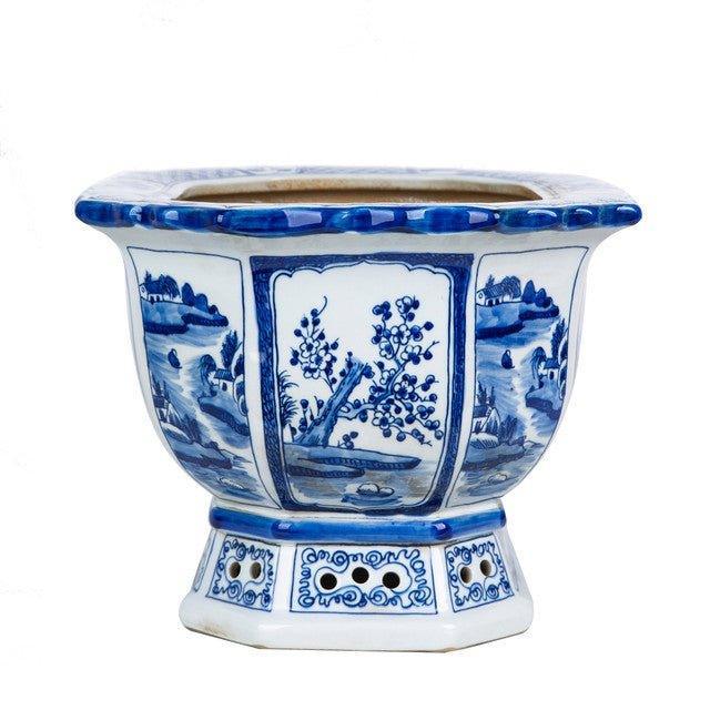 large blue and white planter pots Handmade Ceramic Planter