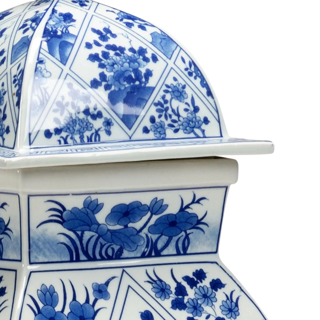 Blue and White Floral Hand Painted Lidded Ceramic Vase - Vases & Jars - The Well Appointed House