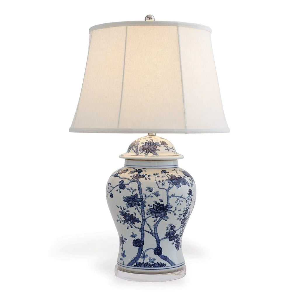 Blue and White Floral Temple Jar Table Lamp - Table Lamps - The Well Appointed House