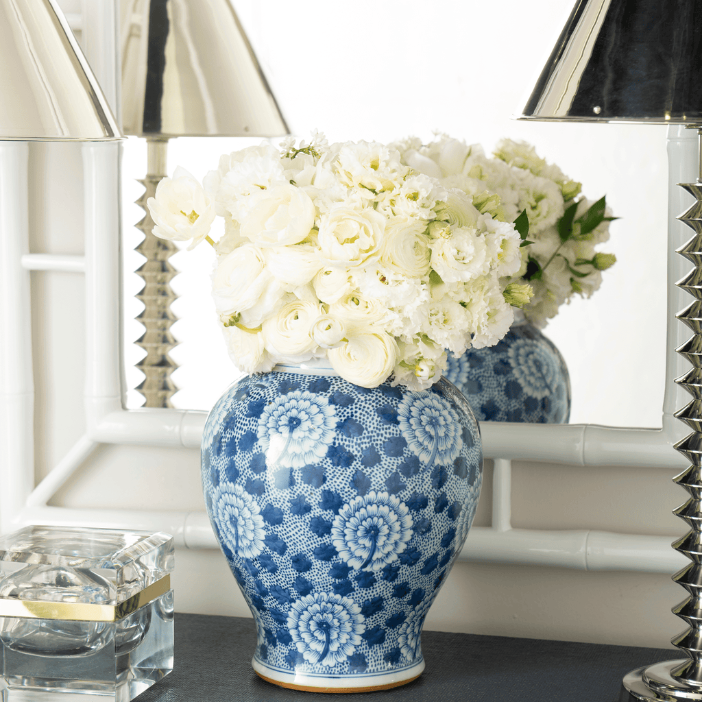 Blue & White Flower Temple Jar - Vases & Jars - The Well Appointed House
