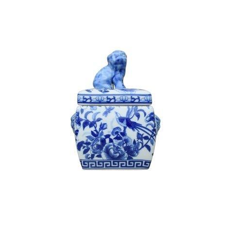 Blue and White Foo Dog Porcelain Jar - Vases & Jars - The Well Appointed House