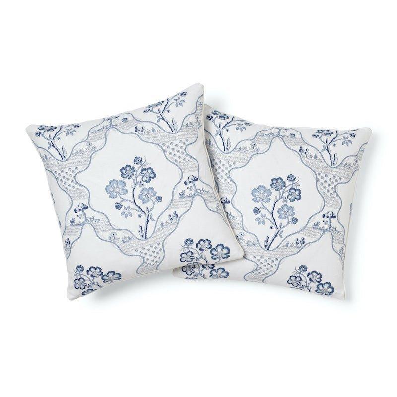 Blue & White Marella Botanical Trellis 18" Throw Pillow - Pillows - The Well Appointed House
