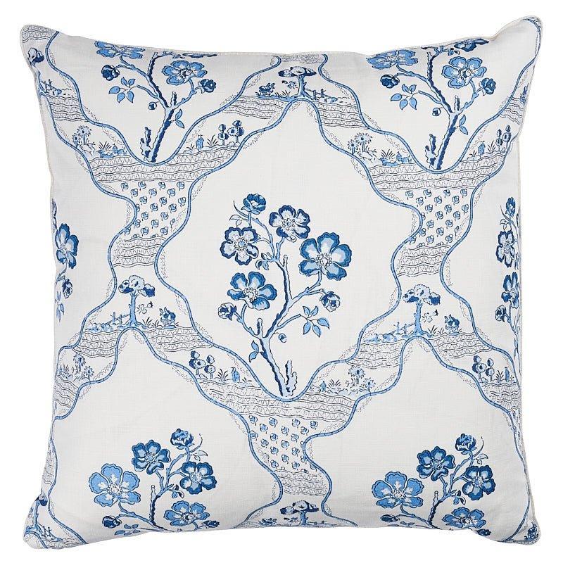Blue & White Marella Botanical Trellis 22" Throw Pillow - Pillows - The Well Appointed House