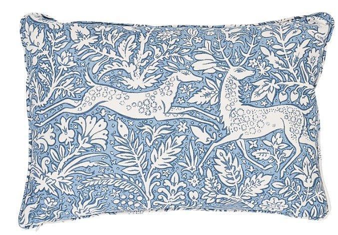 Blue & White Peacock and Fox Throw Pillow - Pillows - The Well Appointed House