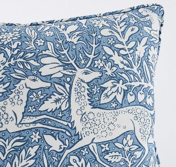 Blue & White Peacock and Fox Throw Pillow - Pillows - The Well Appointed House