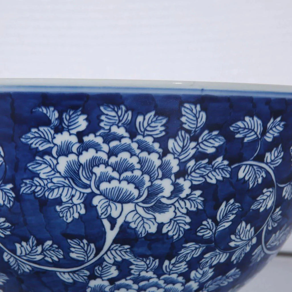 Blue and White Peony Floral Porcelain Bowl - Decorative Bowls - The Well Appointed House