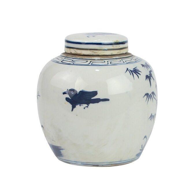 Blue And White Pine Tree Mini Jar - Vases & Jars - The Well Appointed House