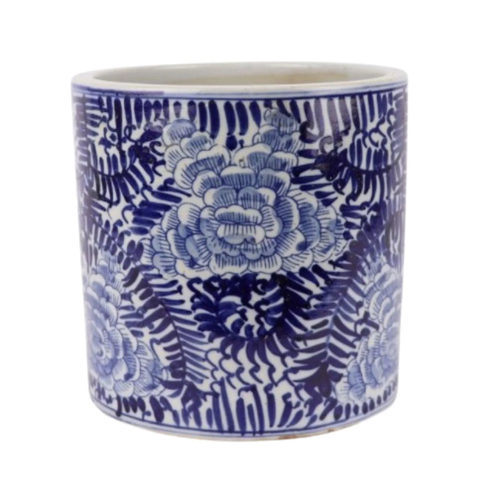 Blue And White Porcelain Blooming Flower Orchid Pot - Indoor Planters - The Well Appointed House