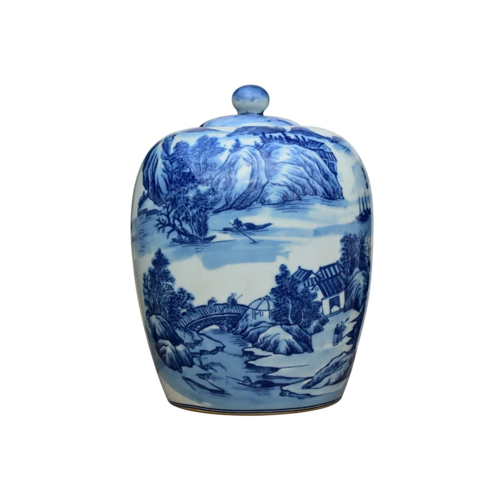 Blue and White Porcelain Canton Rivers Ginger Jar - Vases & Jars - The Well Appointed House