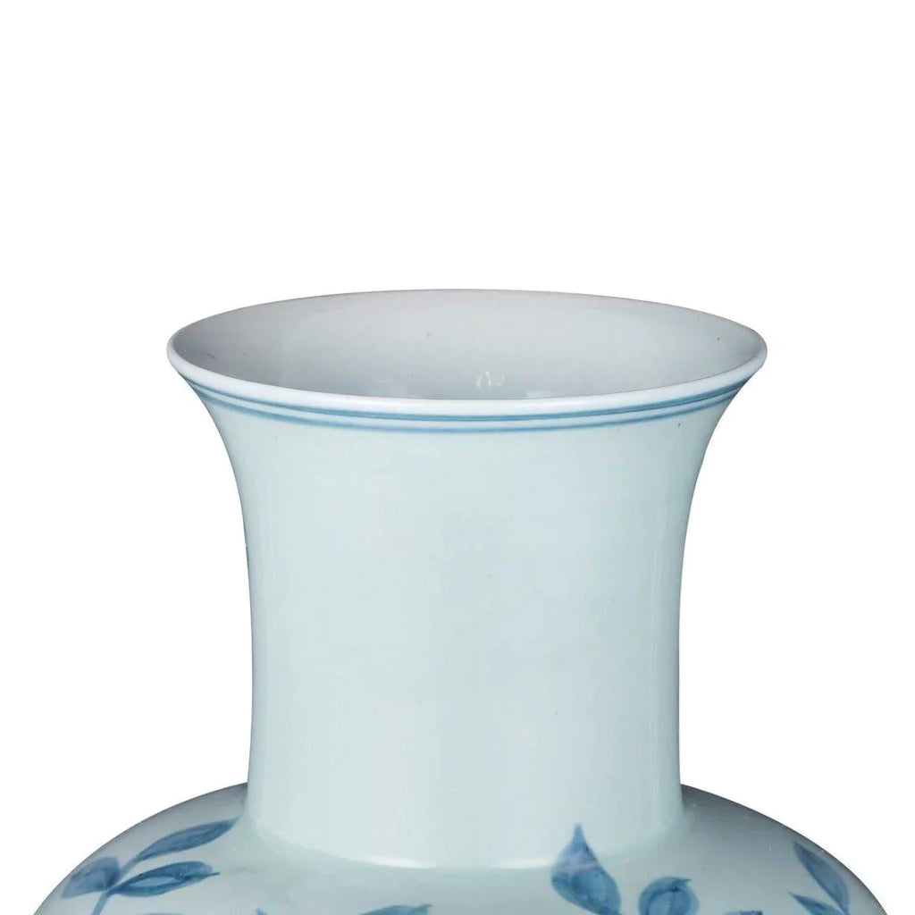 Blue And White Porcelain Fairy Vase Pheasant Flower Motif - Vases & Jars - The Well Appointed House