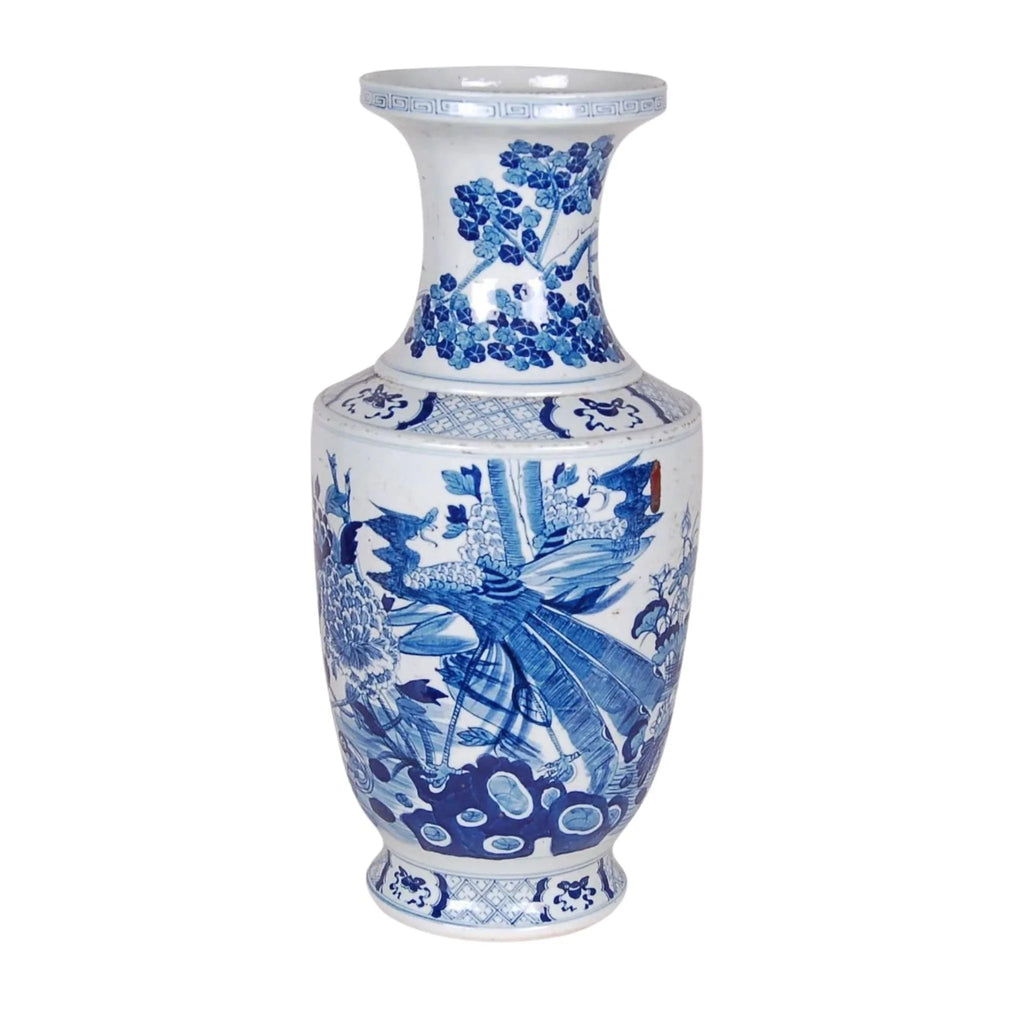 Blue and White Porcelain Peacock Vase - Vases & Jars - The Well Appointed House