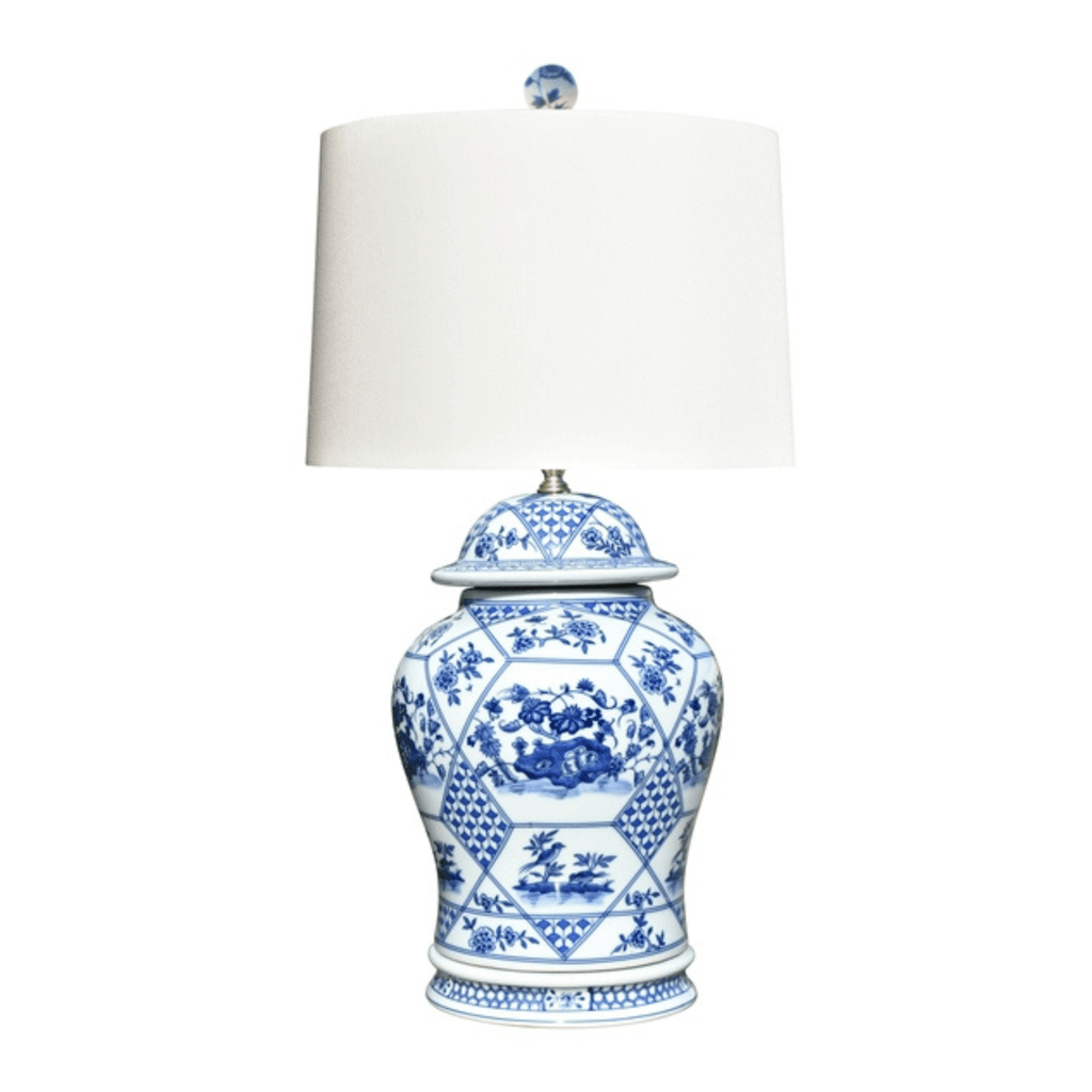 Blue & White Porcelain Temple Jar Lamp With Matching Porcelain Base - Table Lamps - The Well Appointed House