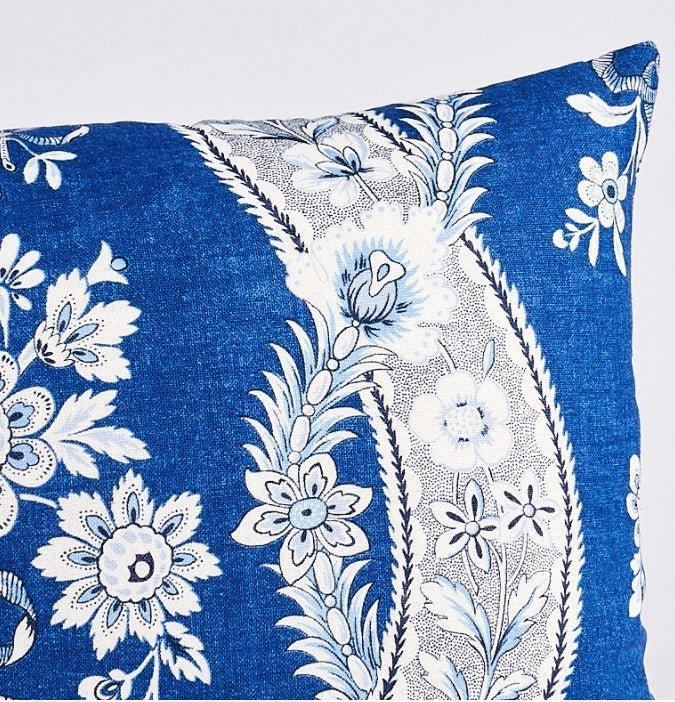 Blue & White Provencal Motif Throw Pillow - Pillows - The Well Appointed House