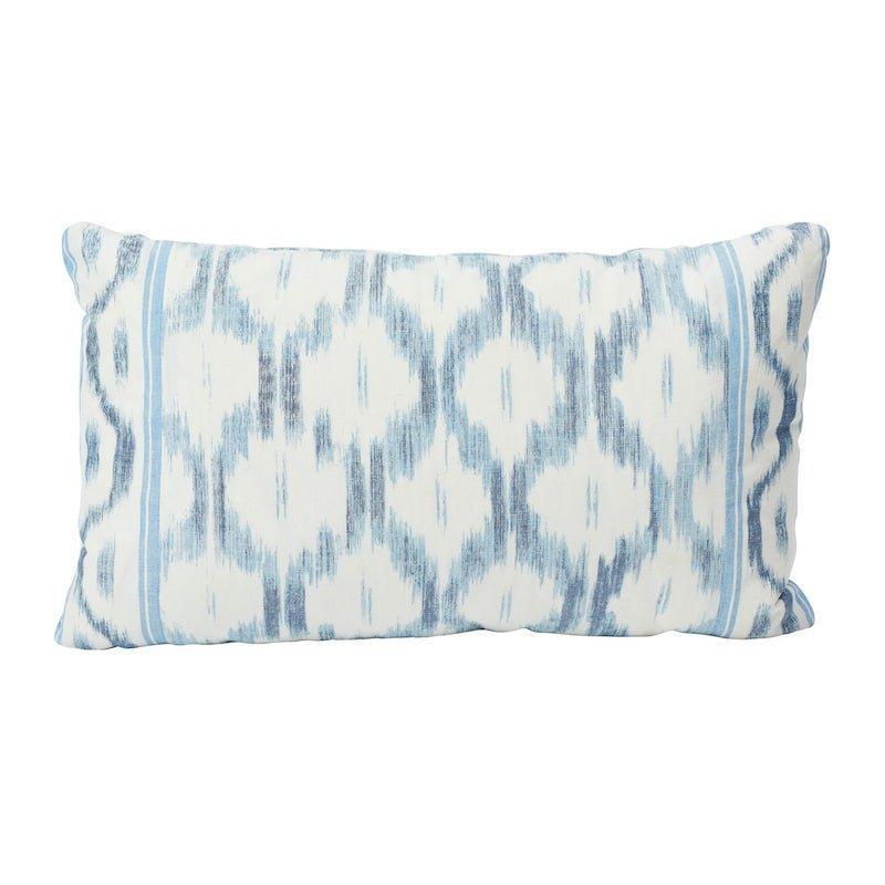 Blue & White Santa Monica Ikat Lumbar Throw Pillow - Pillows - The Well Appointed House