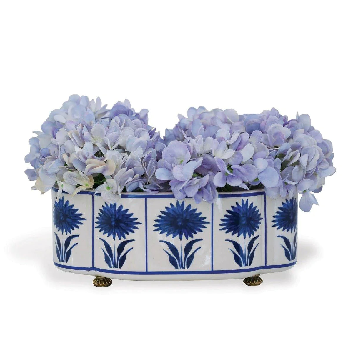 blue and white indoor plant pots Hannah Scallop Planter - Blue - Port 68