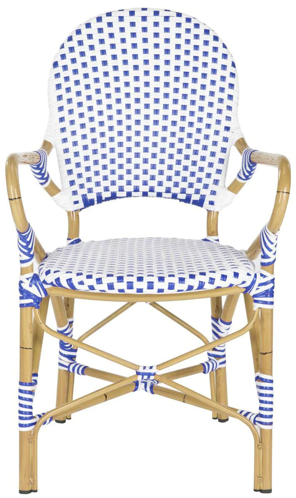Blue and White Stacking Bistro Armchair - Outdoor Dining Tables & Chairs - The Well Appointed House